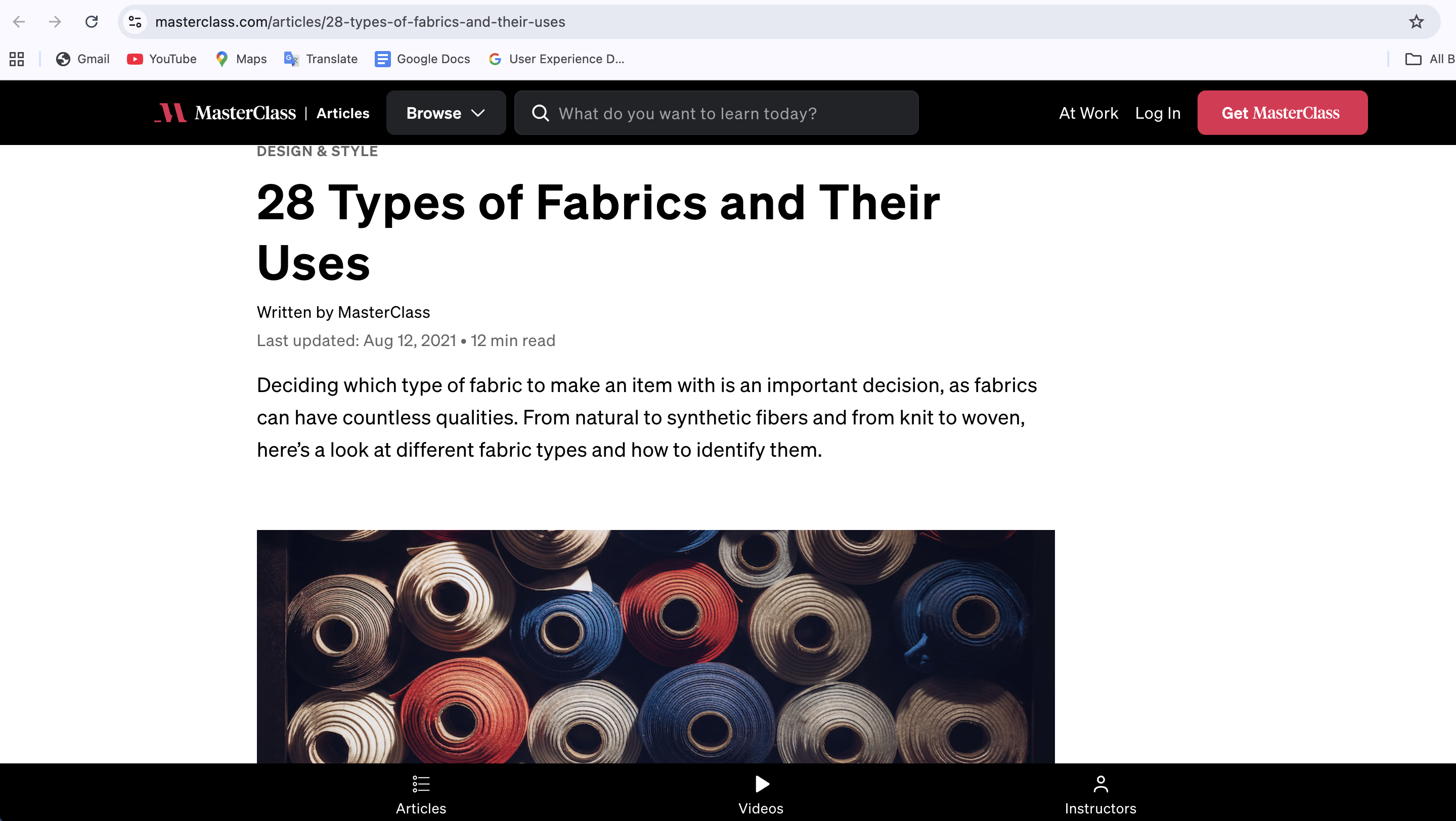 This was the website that I used to help find all my information about each material. It was very descriptive and gave me many different types of materials, even ones I didn't even know existed. And it also sometimes included, depending on the fabric, which ones would be best for clothing or Just simply best for people to use.